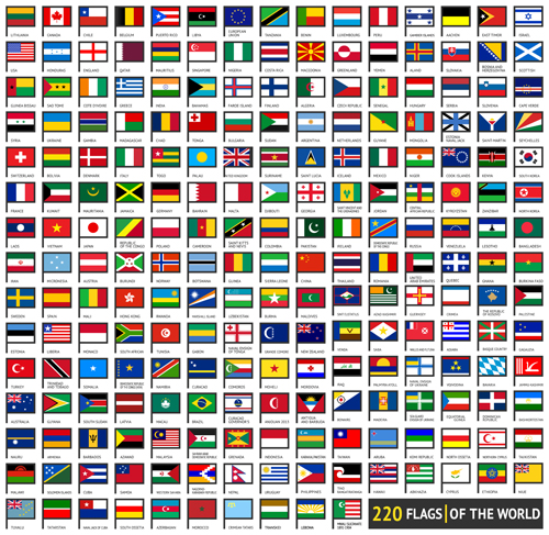 world flags elements 