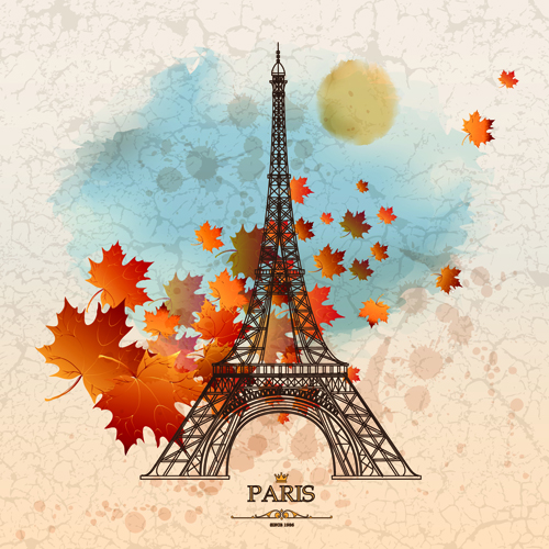 Vintage eiffel tower design background 05