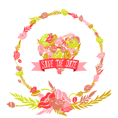 Vintage flower heart shaped and frames vector 04