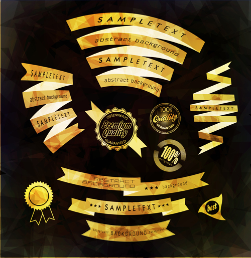 Vintage ribbon with quality Label vector material 02