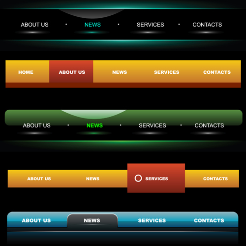 Various sites menus design vector graphics 03