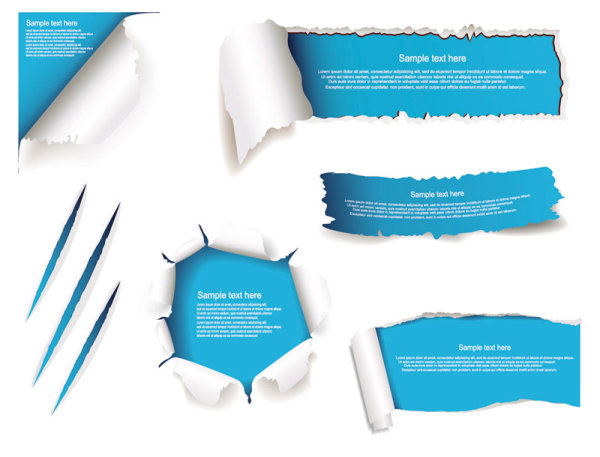 Ripped Paper elements vector background 01