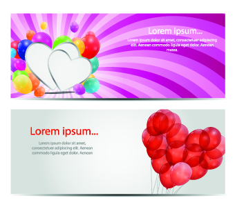 Colorful balloons holiday banner vector set 01