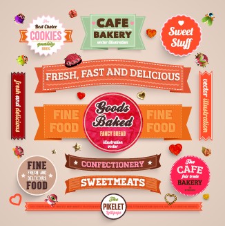 Various Food Label vector set 03