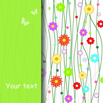 Cute spring floral background vector set 01 Cute spring floral background vector set 01