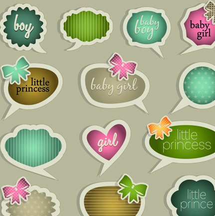Cute little princess labels to talk design vector