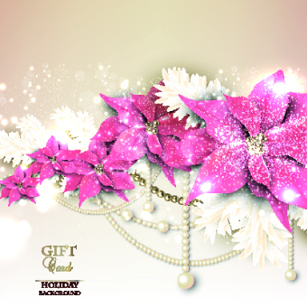 with Flowers pearls holiday background vector background 