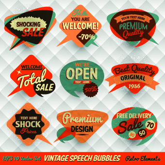 speech Retro style Retro font labels label bubble 
