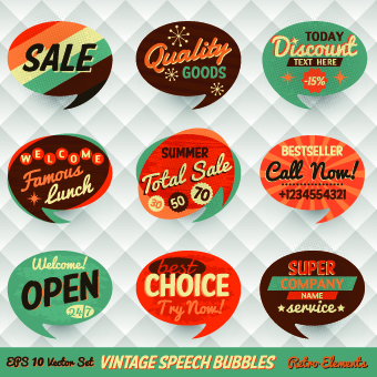 Retro style speech bubble labels 05