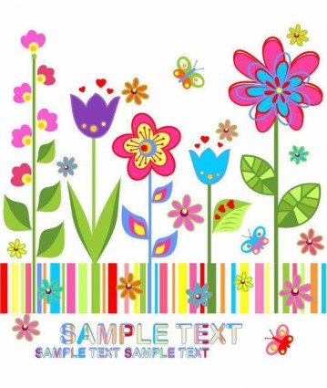 Cute spring floral background vector set 02 Cute spring floral background vector set 02