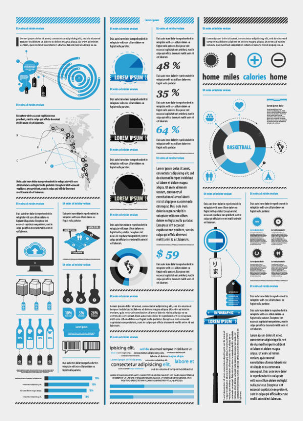 Set of chart and Infographics design elements vector 07