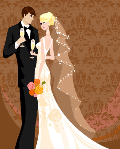 Wedding card background 01 vector
