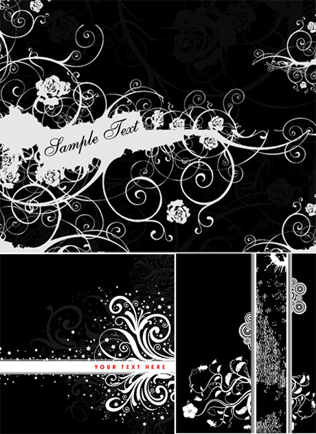 Black background flower decoration Vector Graphic