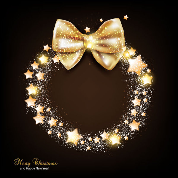Ornate Christmas cards with Bow vector material 01