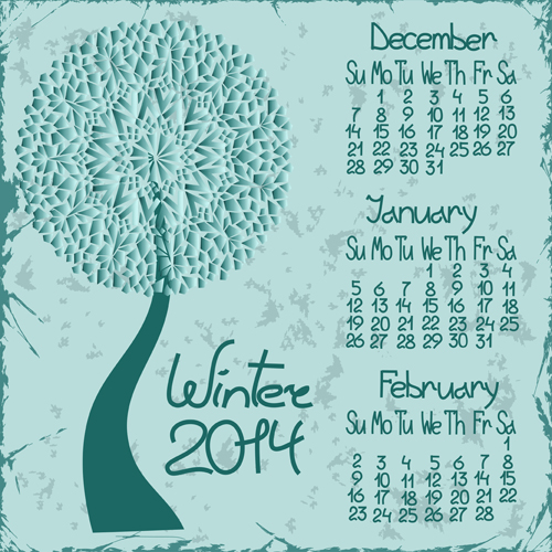 2014 year calendar vector set 03