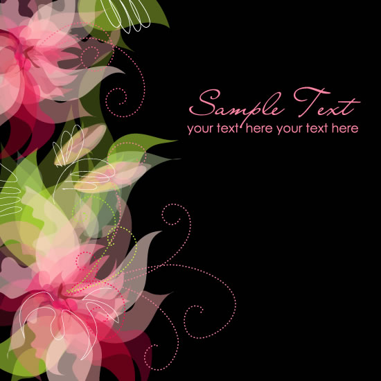 Dream of flowers on black background vector