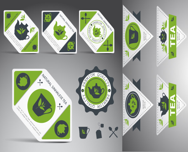 Tea elements labels vector