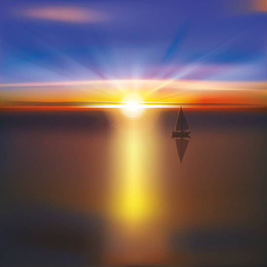 Beautiful sunset scenery vector 04