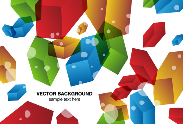 Colored 3D geometric shapes background