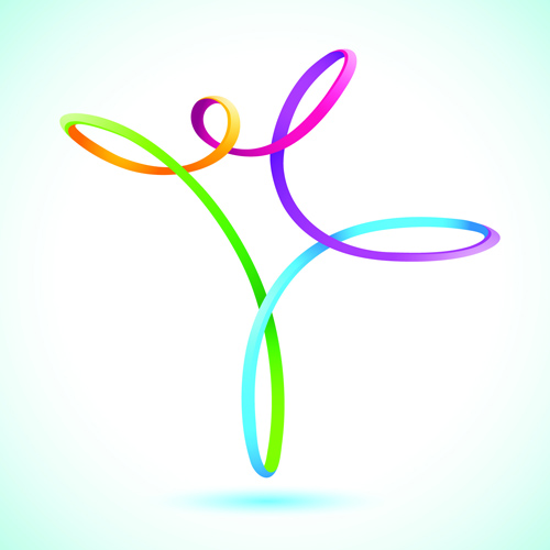 Abstract ribbon people colored vector 04