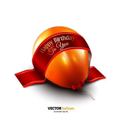 Balloon with red ribbon birthday card vector