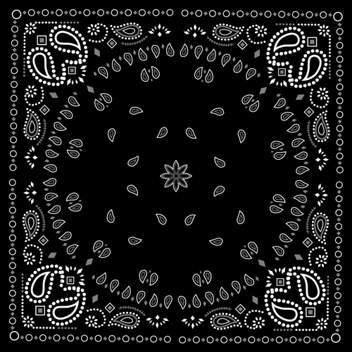 Black with white bandana patterns design vector 01