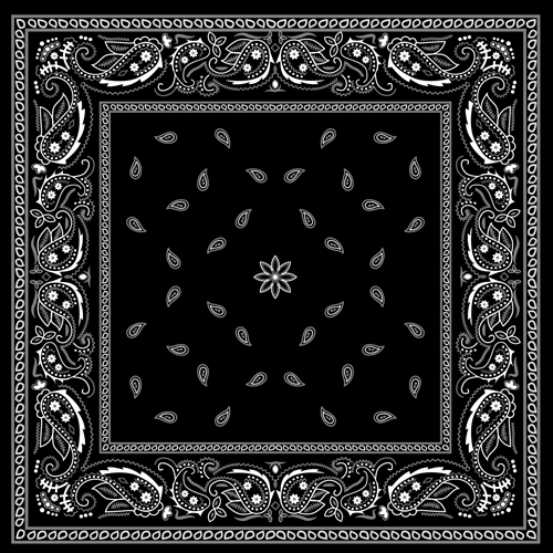 white Patterns pattern black bandana  