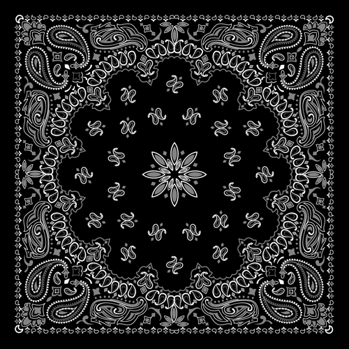 Black with white bandana patterns design vector 03