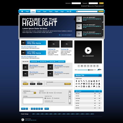 Blue with gray style website template vector 02 Blue with gray style website template vector 02