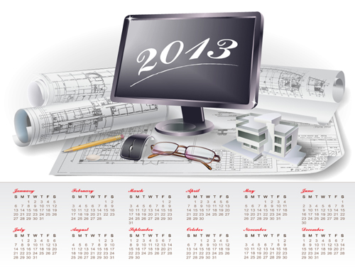 Set of Creative Calendar 2013 design vector 07