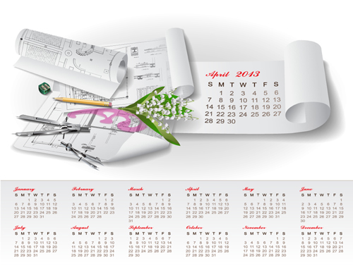 Set of Creative Calendar 2013 design vector 08