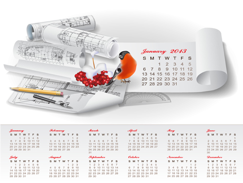 Set of Creative Calendar 2013 design vector 09