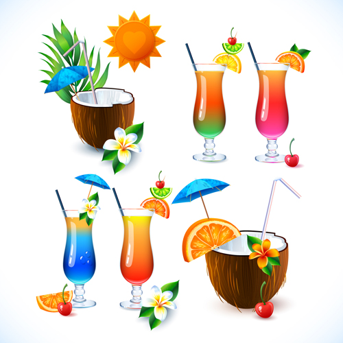 nut and cocktails vector graphics 01 Coconut and cocktails vector graphics 01
