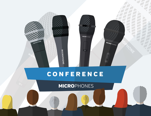Conference microphones business template vector 01 Conference microphones business template vector 01