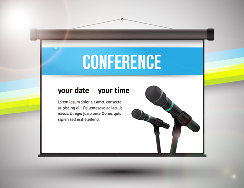 Conference microphones business template vector 02 Conference microphones business template vector 02