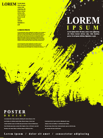 Cover brochure black with green grunge vector 03