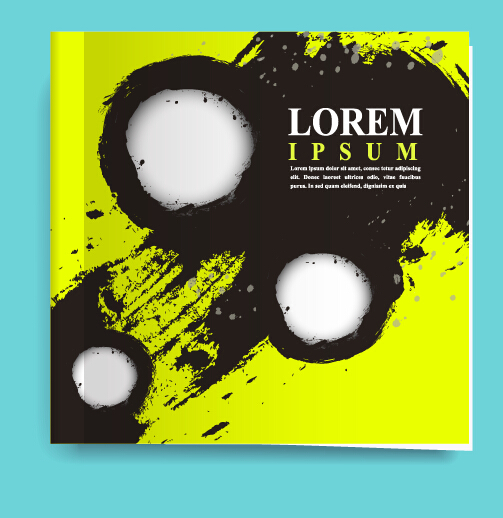 Cover brochure black with green grunge vector 04