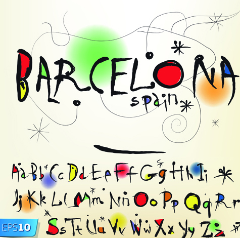 Funny Alphabet with creative font design vector 04