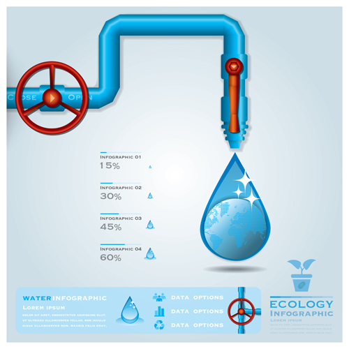 ecology water infographics vector 02 Creative ecology water infographics vector 02