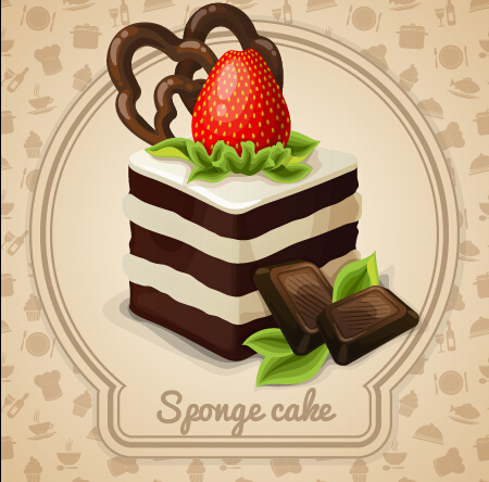 le= Cute cake card design vectors 02