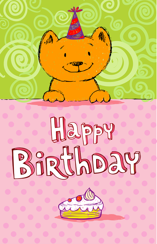 vector material cute cat cute card birthday cards birthday 