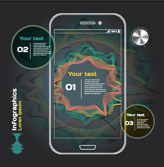 Dark style infographic with diagrams vectors 03