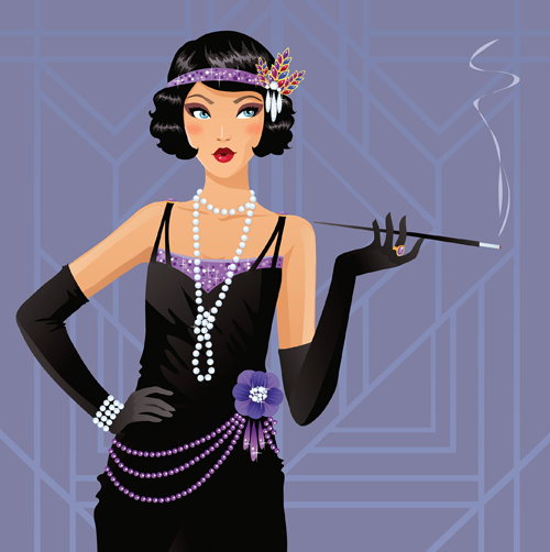 Elegant and gorgeous woman vector material 02