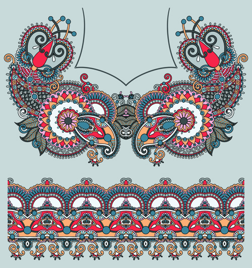 Ethnic decorative pattern floral vector 04