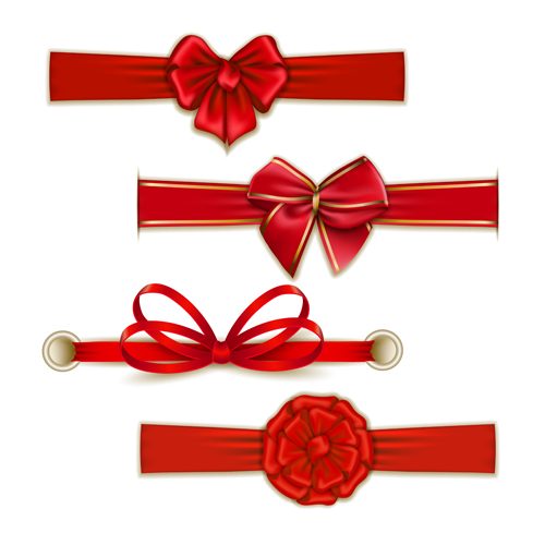 Festival ribbon bow colorful vector set 07