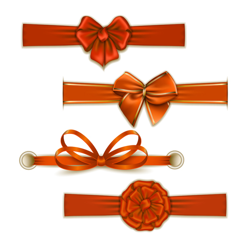 Festival ribbon bow colorful vector set 08