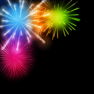 Fireworks salute colored background vector 02