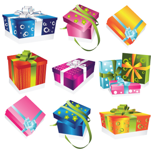 Vivid Colored Gifts Box vector graphics 04