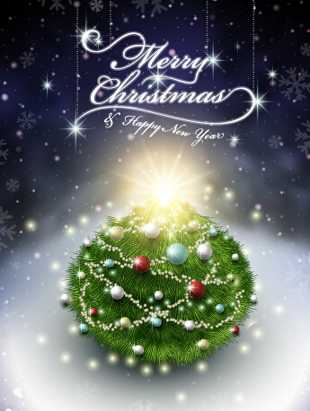 Glossy Xmas ornaments vector background art