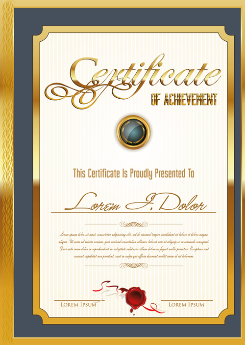 frame certificate template vector 04 Golden frame certificate template vector 04